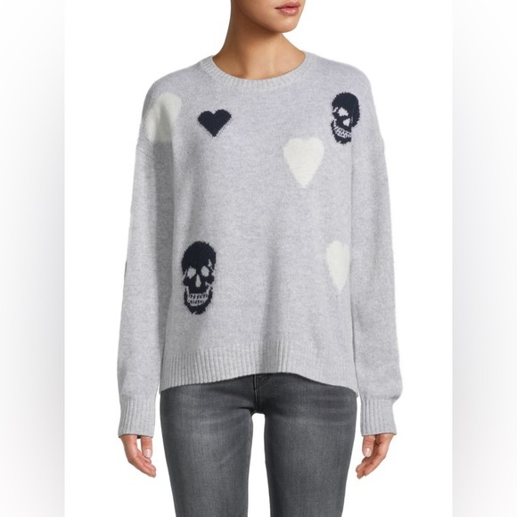 NWT! 360 CASHMERE Amarah Skull & Heart Cashmere Sweater - Picture 3 of 4